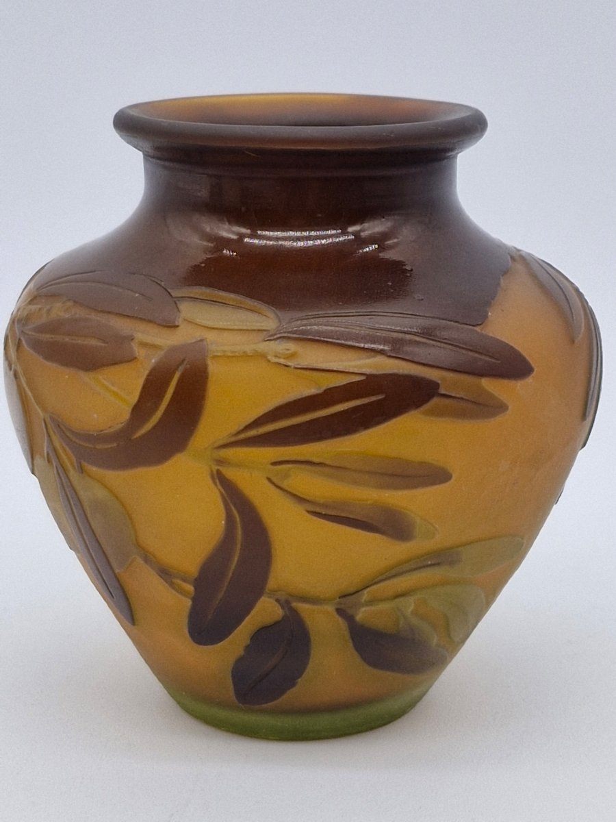 Gallé Vase Decorated With Olives And Olive Leaves-photo-2