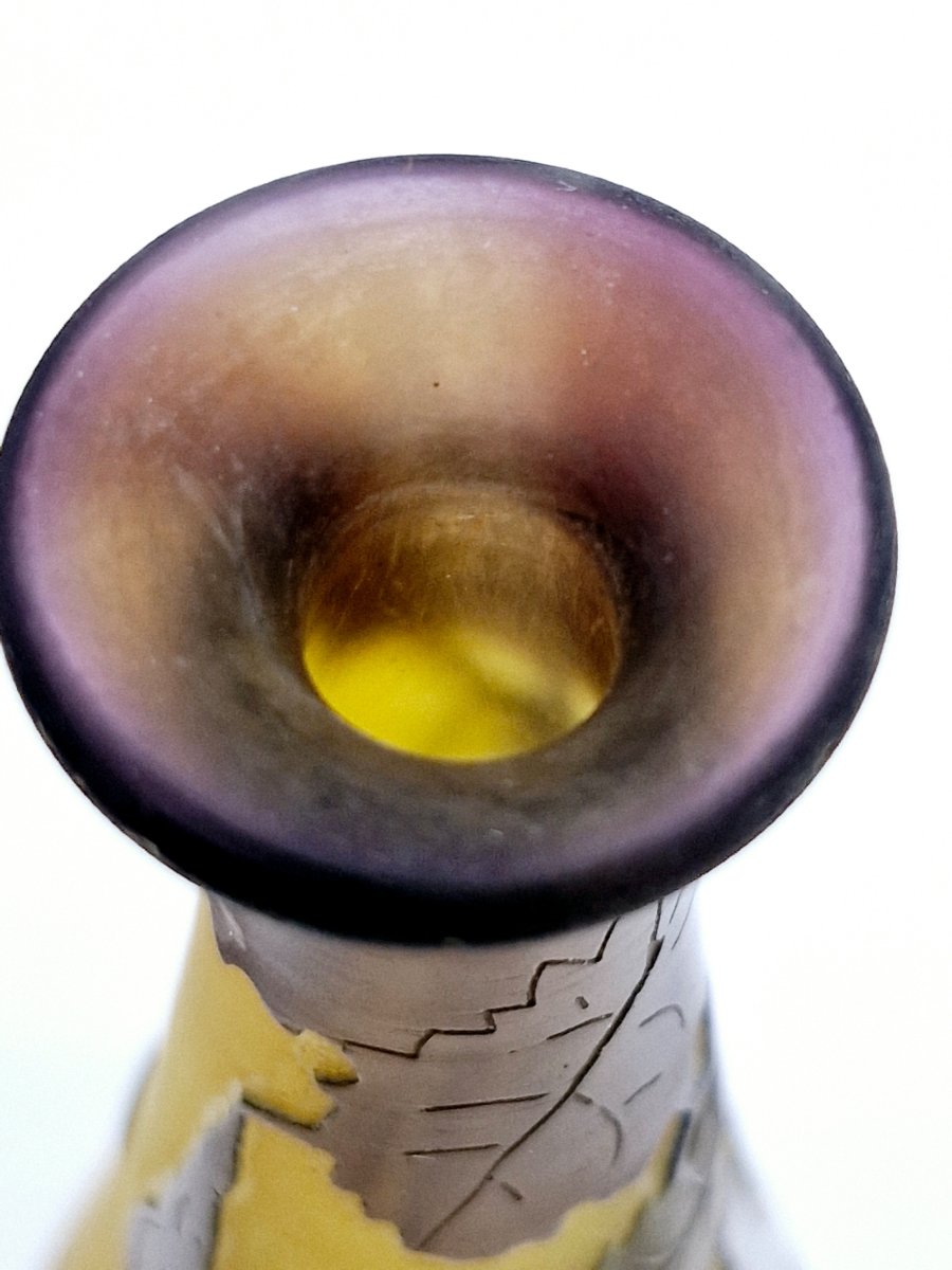 Gallé Vase Decorated With Fuchsia And Butterfly-photo-3