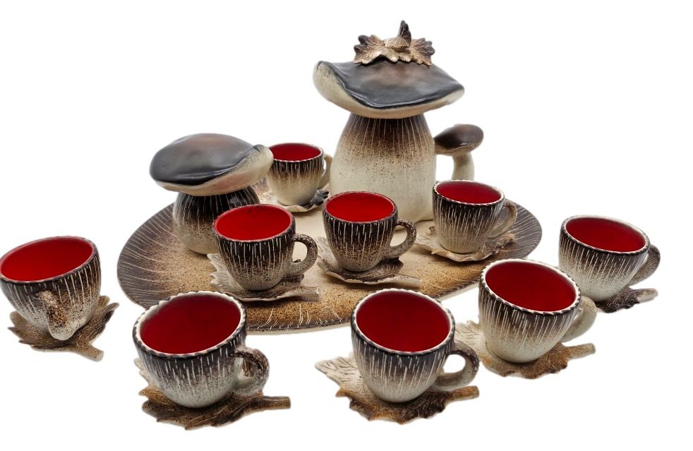 service à café poterie du Breuil céramique émaillée vers 1950