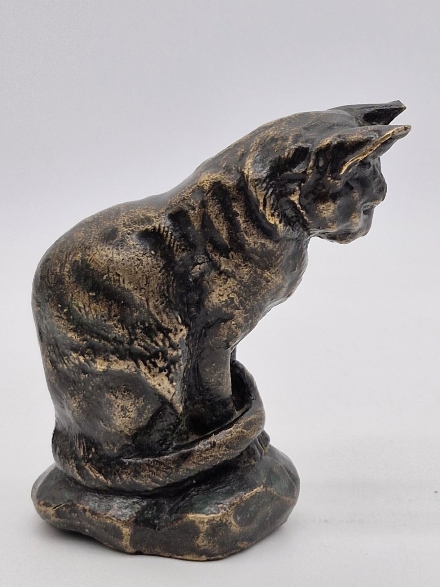 Bronze Cat Barye, Dark Brown Patina, Golden Brown-photo-3