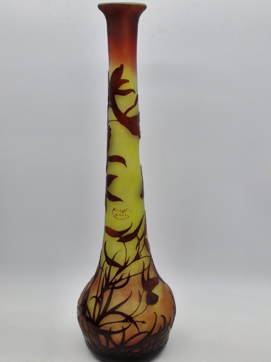 Large Vase By A. Delatte, Acid-etched Decoration, Height 44.5cm-photo-2