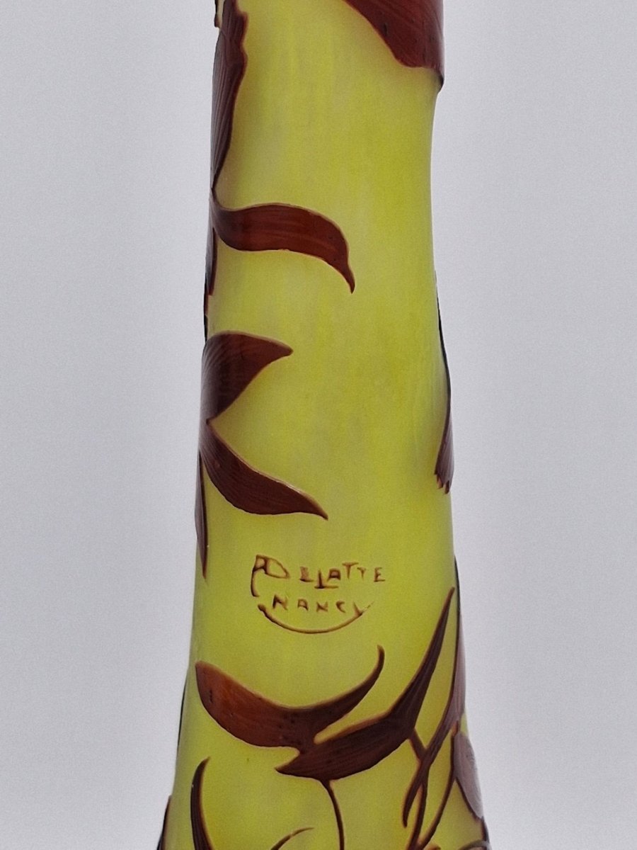 Large Vase By A. Delatte, Acid-etched Decoration, Height 44.5cm-photo-3