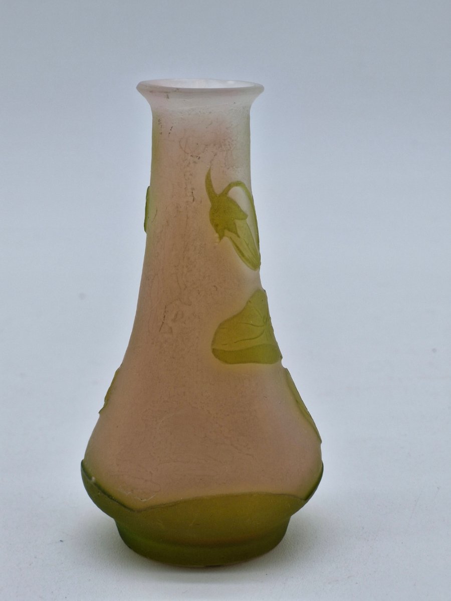 Vase Gallé Miniature Pink And Green Height 8.5cm-photo-3