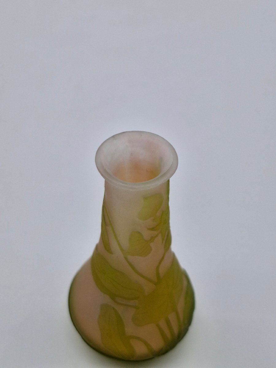 Vase Gallé Miniature Pink And Green Height 8.5cm-photo-4