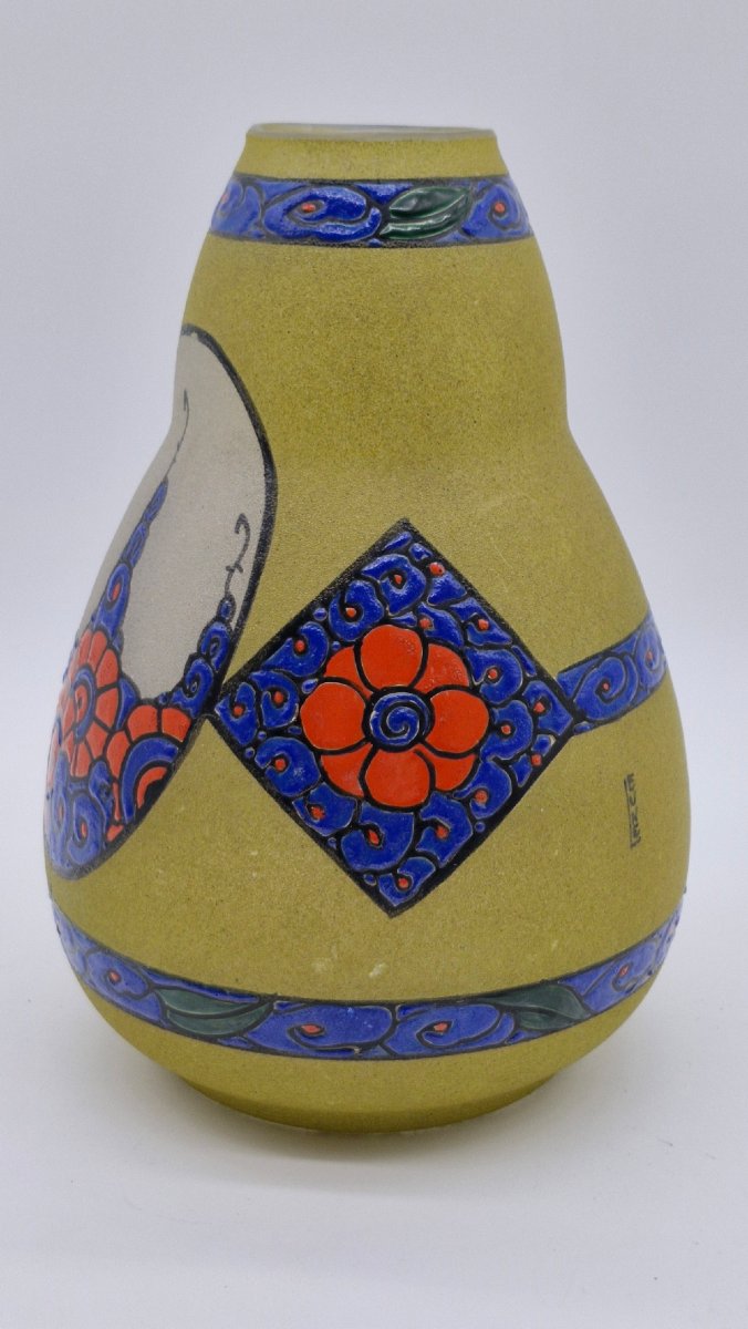 Vase LEUNE décor frises et médaillon  1900-1930-photo-2