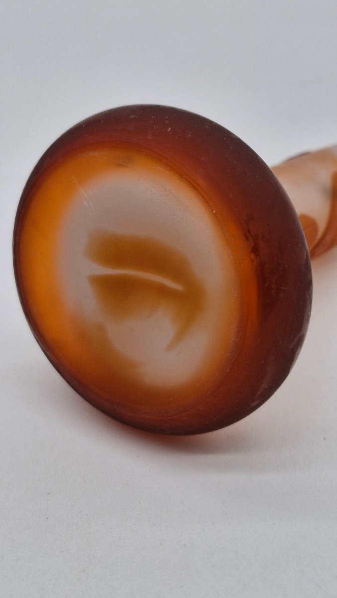 Miniature Gallé Vase, Orange And White, For A Single Flower-photo-1