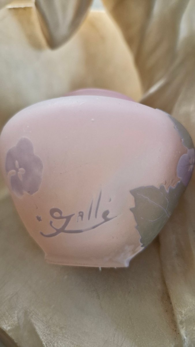 Vase Gallé miniature signature à l'étoile décor hortensias -photo-1