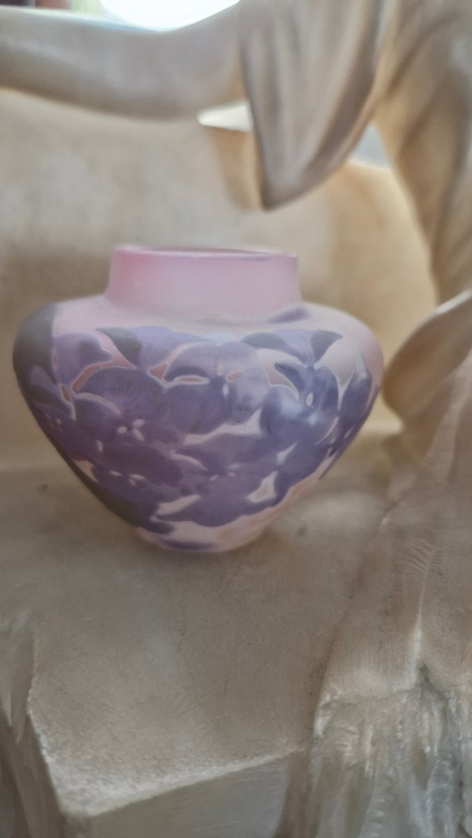 Vase Gallé miniature signature à l'étoile décor hortensias 