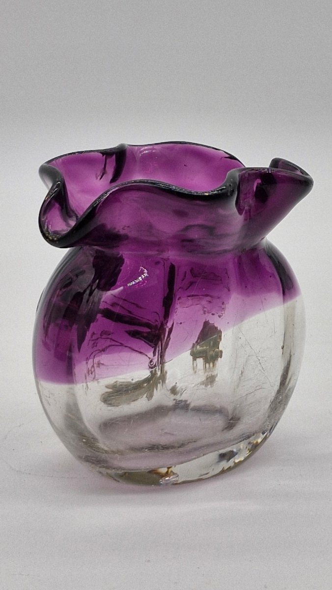 Legras Vase, Height 8 Cm, Saint Denis Crystal, Thais Series, Circa 1900-photo-2