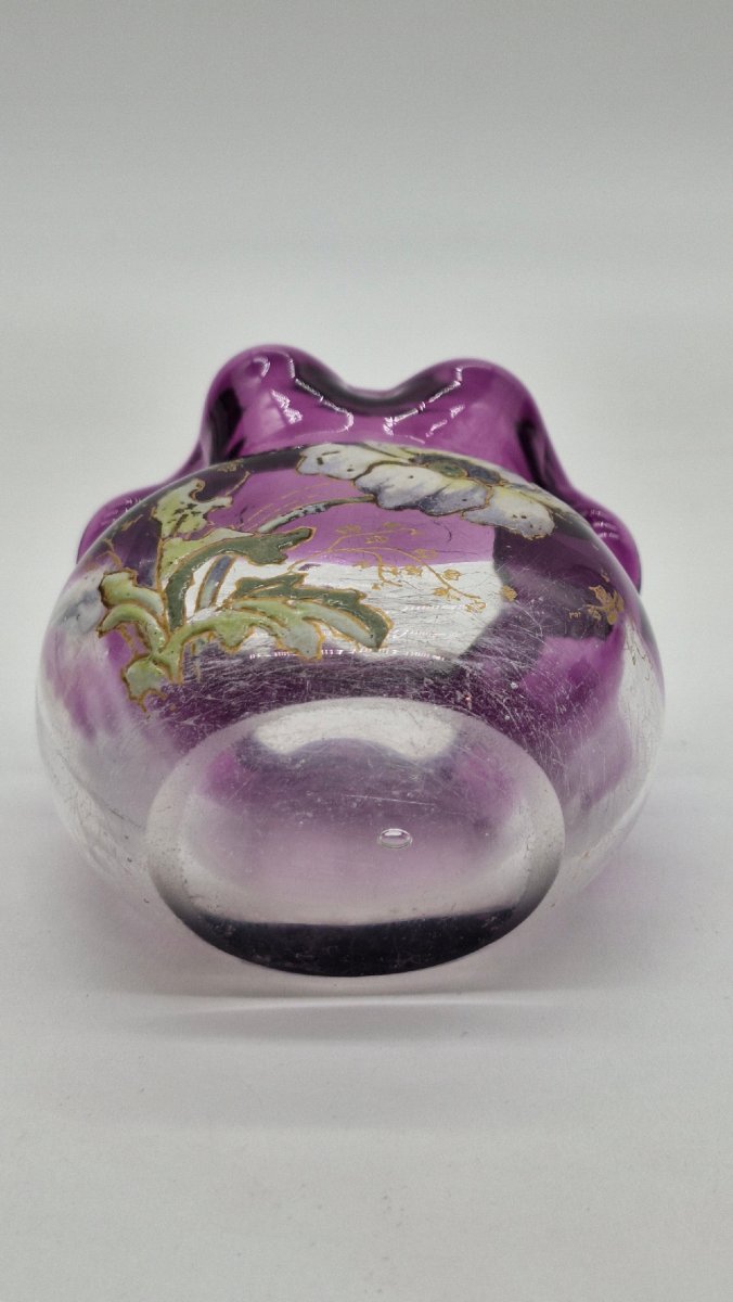 Legras Vase, Height 8 Cm, Saint Denis Crystal, Thais Series, Circa 1900-photo-3