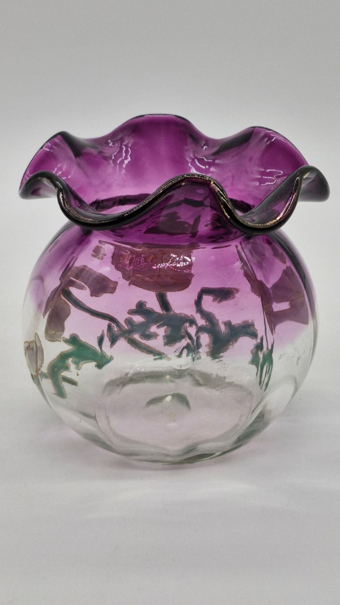 Legras Vase, Height 12 Cm, Saint Denis Crystal, Thais Series, Circa 1900-photo-2
