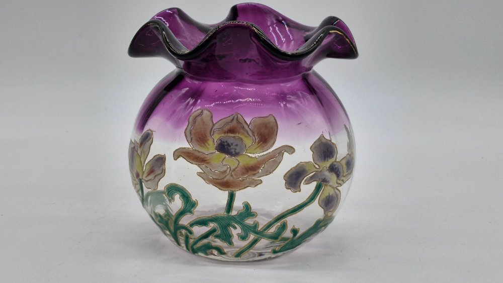 Legras Vase, Height 12 Cm, Saint Denis Crystal, Thais Series, Circa 1900