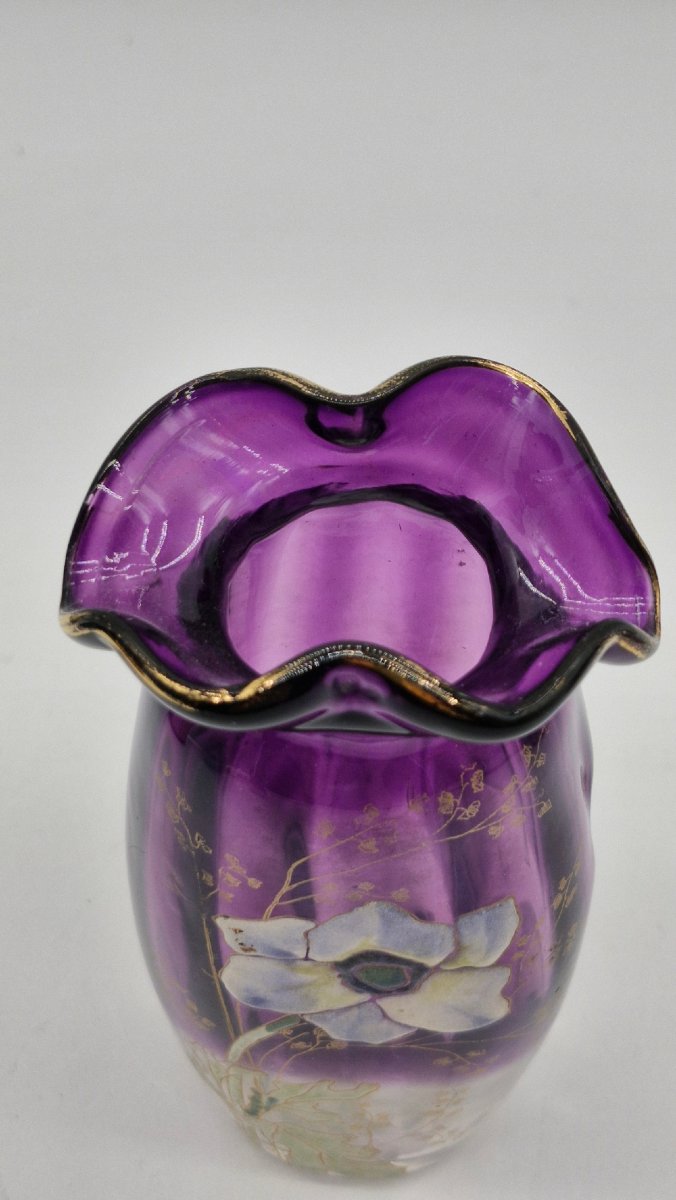 Legras Vase, Height 15 Cm, Saint Denis Crystal, Thais Series, Circa 1900-photo-2