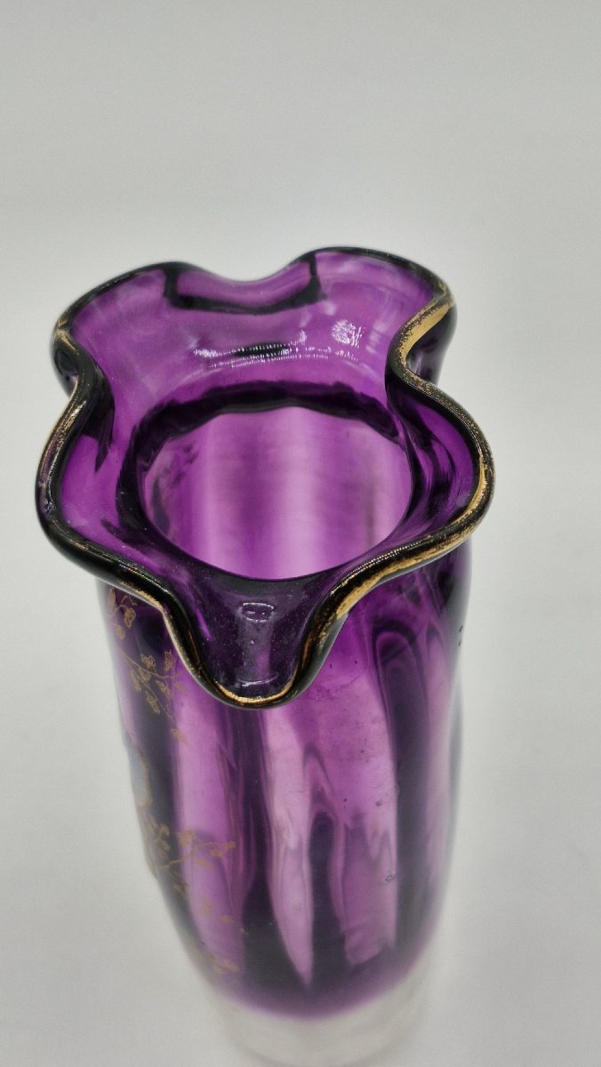 Legras Vase, Height 15 Cm, Saint Denis Crystal, Thais Series, Circa 1900-photo-3