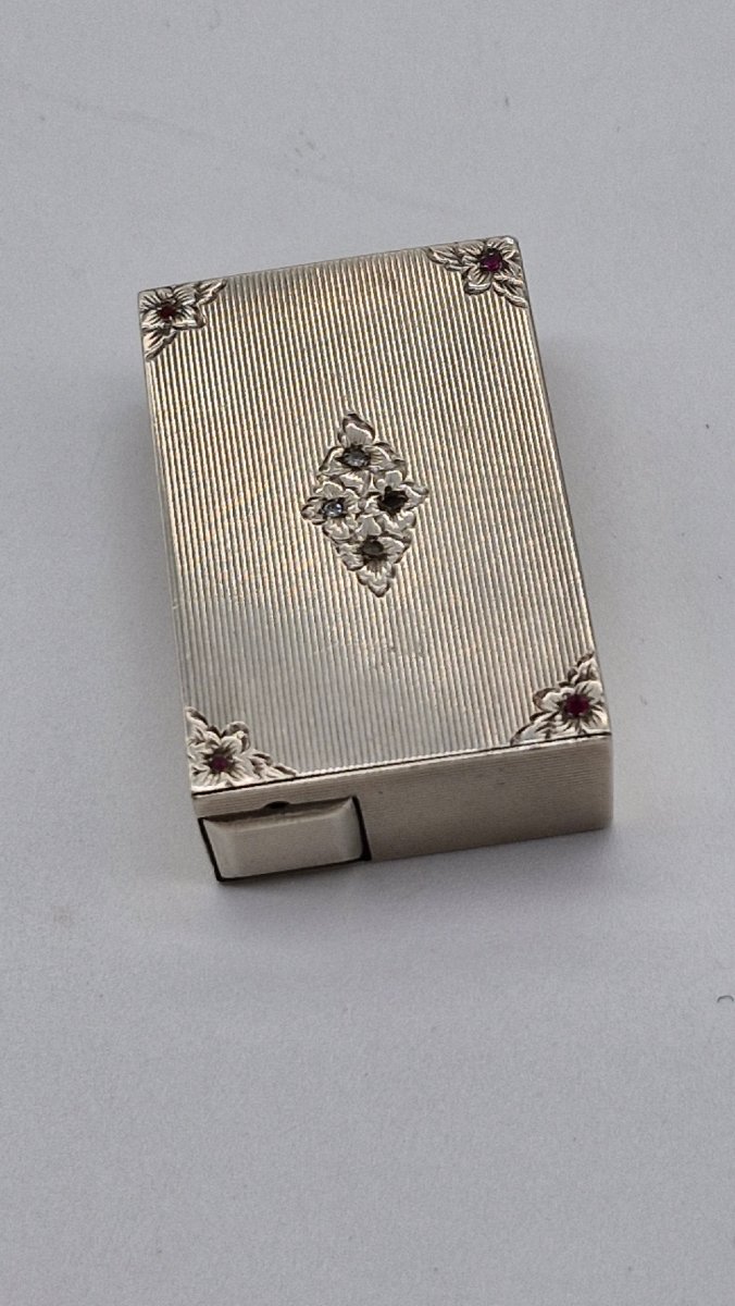 Powder Compact With Built-in Lipstick, Made Of 800-th Silver -photo-7