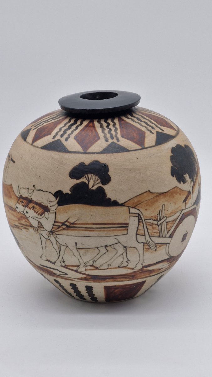 Ciboure Pottery Ball Vase By étienne Vilotte, 1922–1945-photo-2