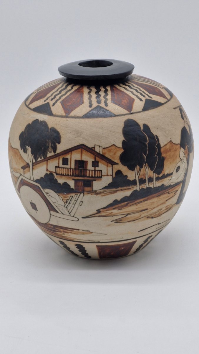 Ciboure Pottery Ball Vase By étienne Vilotte, 1922–1945-photo-3