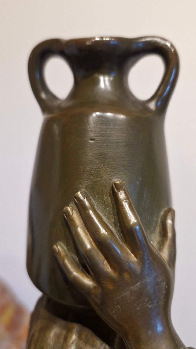 Bronze orientaliste "La porteuse d'eau" dit Rebecca , Gaston Leroux (1854-1942)  hauteur 83cm-photo-6