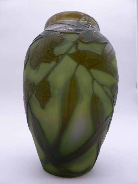 Gallé Vase Eucalyptus Decor Height 20.5cm