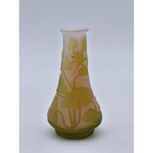 Vase Gallé Miniature Pink And Green Height 8.5cm