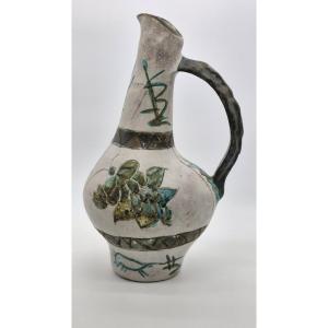 Pichet Jérôme Massier 1850-1926 Vallauris taille importante 44cm de haut