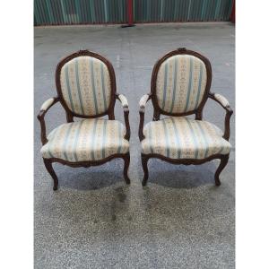 Pair Of Armchairs Stamped D. Decan Cabinetmaker Nîmes End XVIII Transition Period