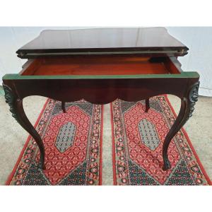 Mahogany Game Table And Mahogany Veneer Louis XV Style