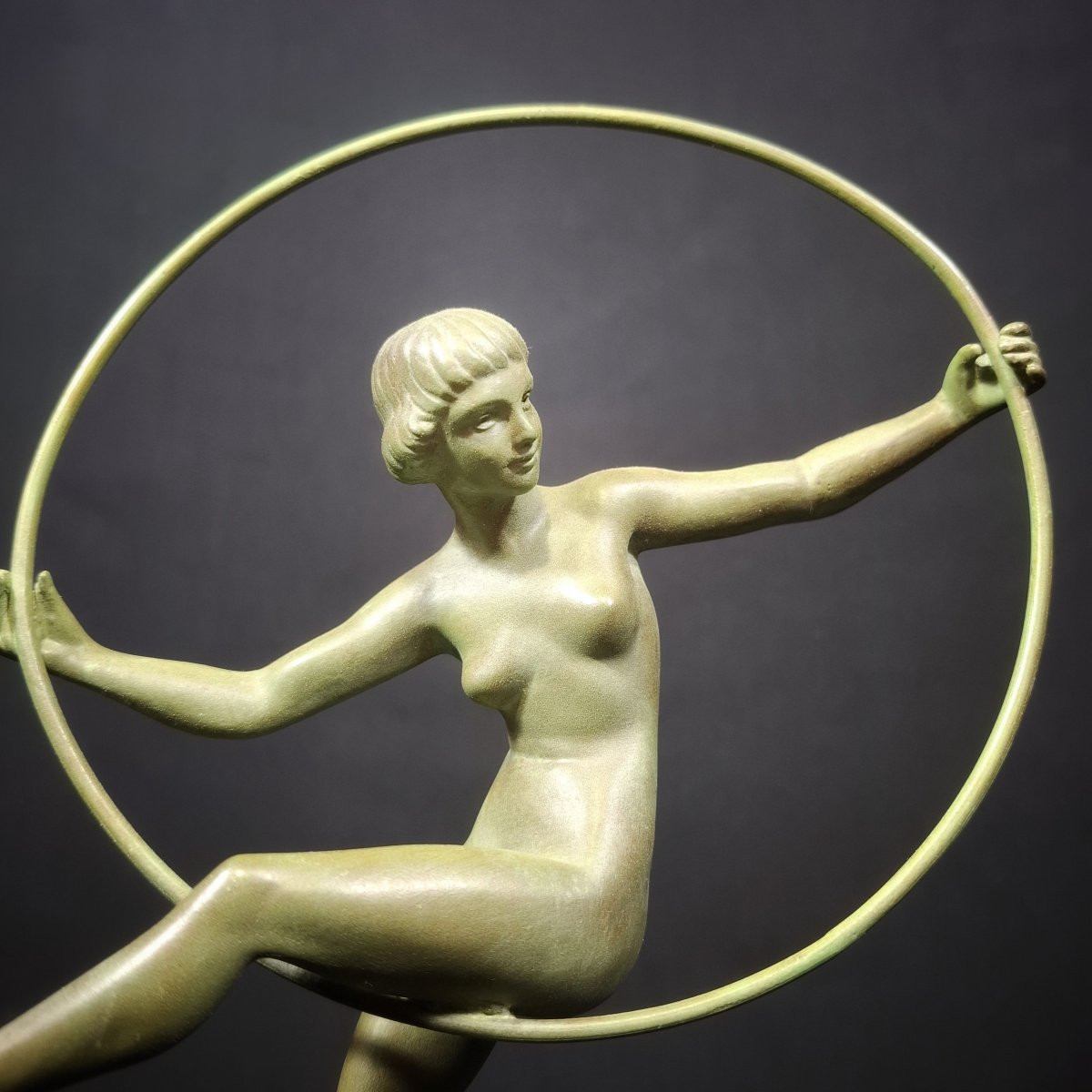 Hoop Dancer – Atelier Leverrier, Signed Briand (marcel Bouraine) Art Deco Sculpture-photo-2