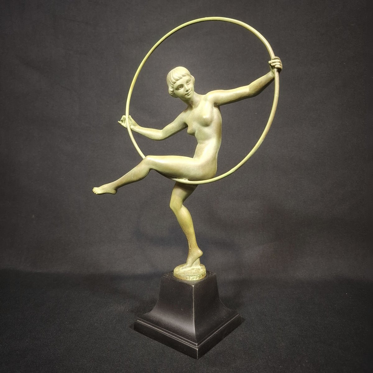 Hoop Dancer – Atelier Leverrier, Signed Briand (marcel Bouraine) Art Deco Sculpture-photo-3