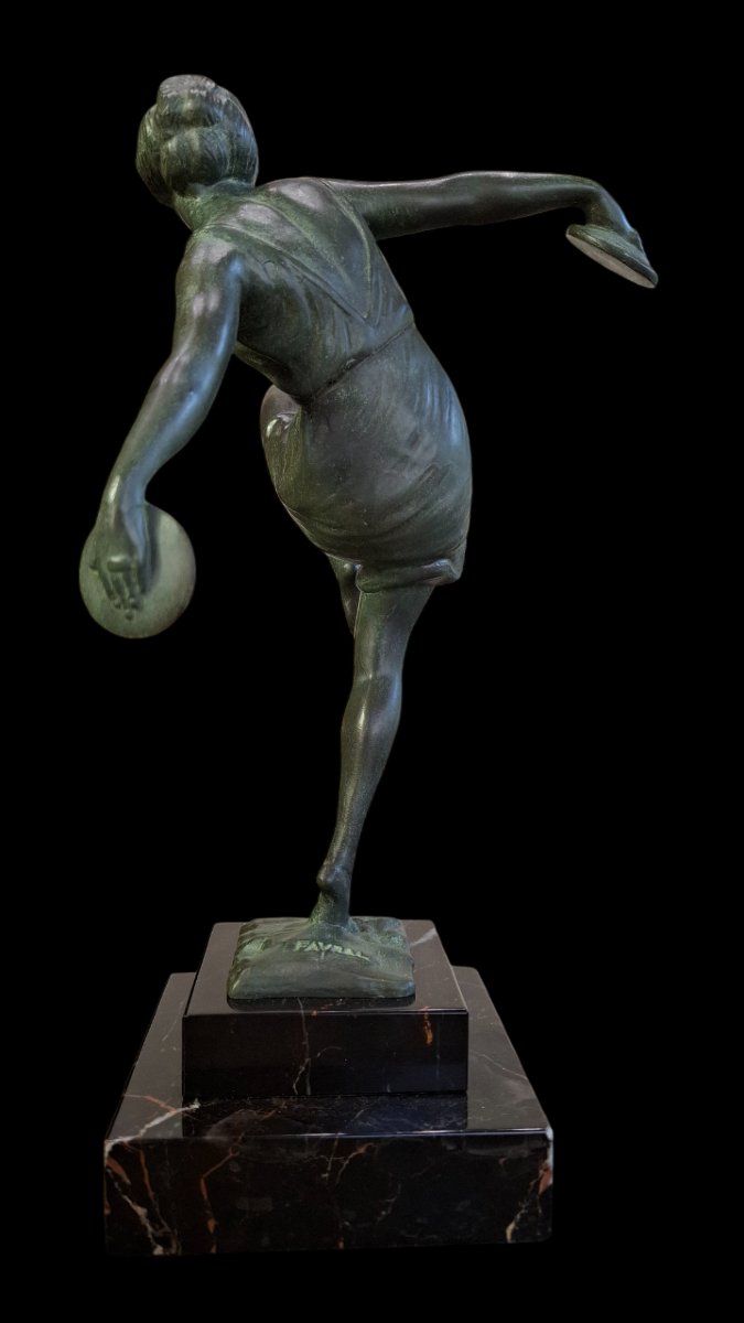 The Cymbal Dancer By Fayral (pierre Le Faguays), Art Deco Sculpture Max Leverrier-photo-8