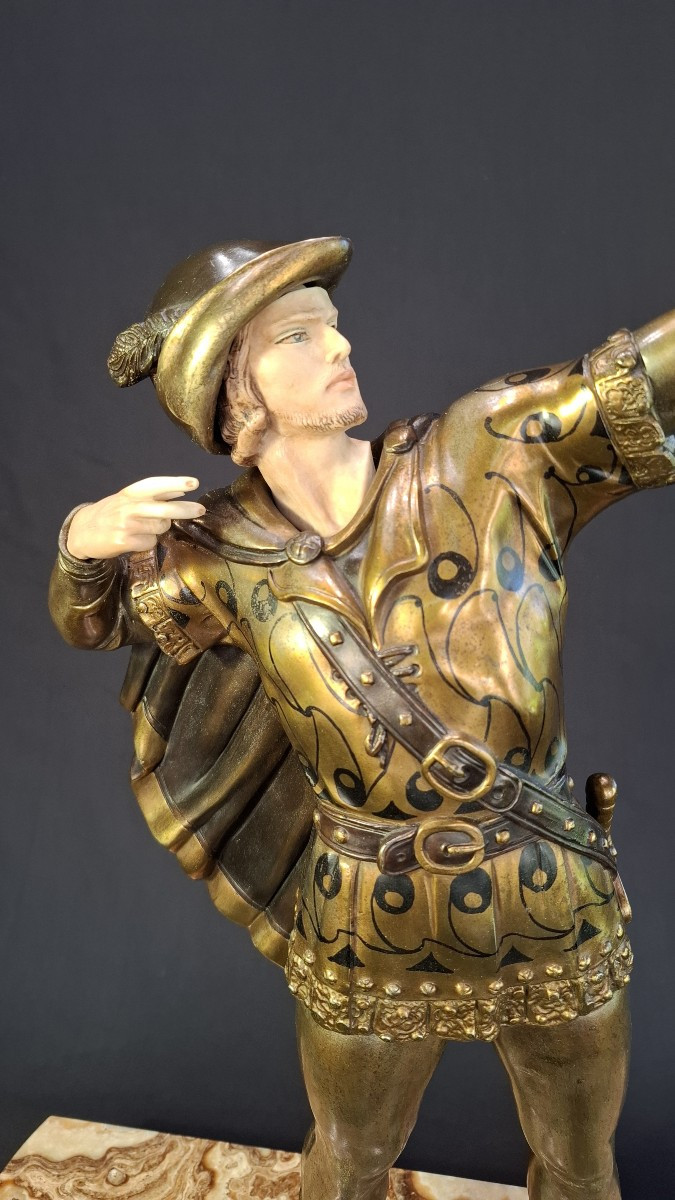 Robin Hood – Art Deco Sculpture By J. d'Arsenes In Polychrome Chryselephantine Spelter -photo-2