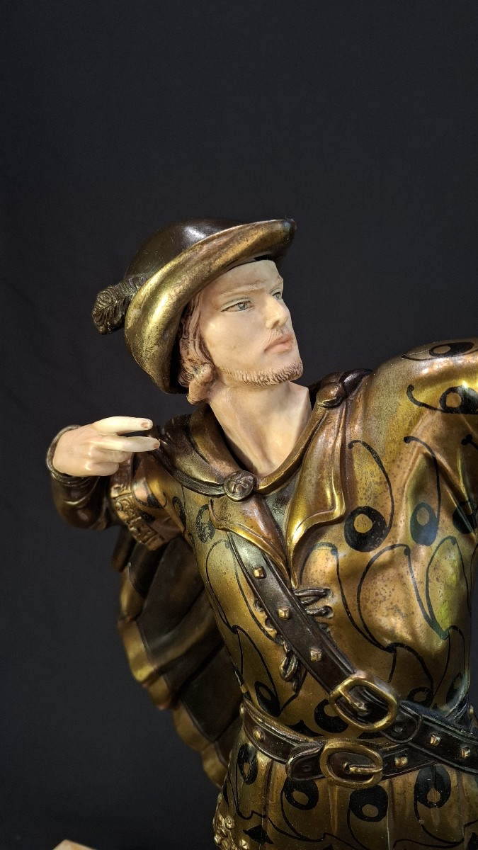 Robin Hood – Art Deco Sculpture By J. d'Arsenes In Polychrome Chryselephantine Spelter -photo-4