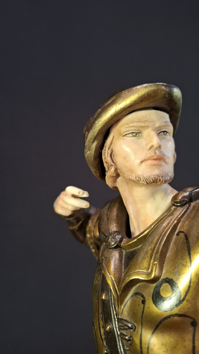 Robin Hood – Art Deco Sculpture By J. d'Arsenes In Polychrome Chryselephantine Spelter -photo-3