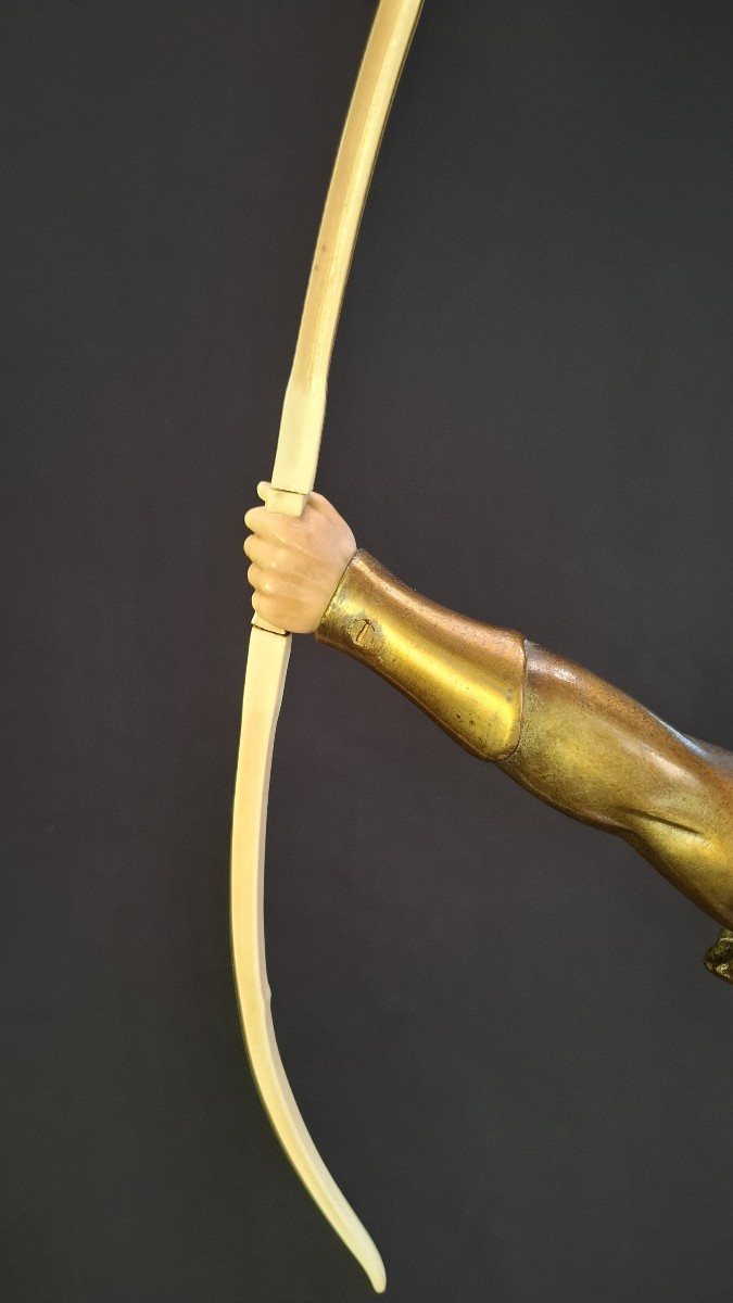 Robin Hood – Art Deco Sculpture By J. d'Arsenes In Polychrome Chryselephantine Spelter -photo-6