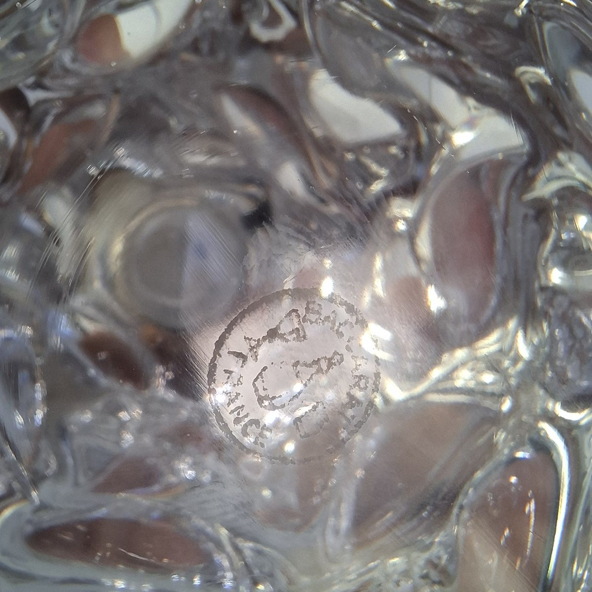 Lampe en cristal de Baccarat signée - Très bon état - Abat-jour en Lin-photo-3