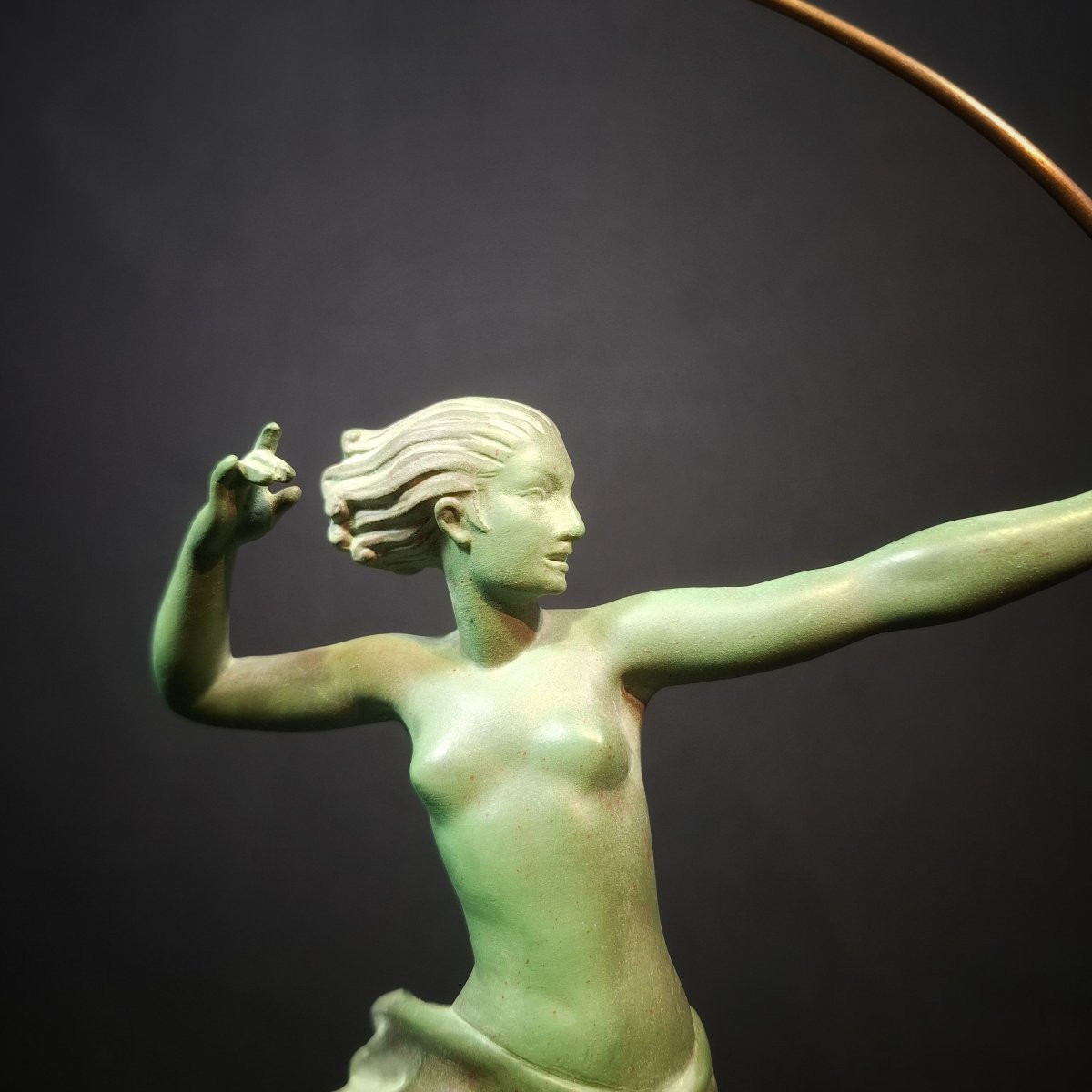 Atalanta With Antelope – Art Deco Sculpture By Demarco, Max Le Verrier, Art Cast-photo-2