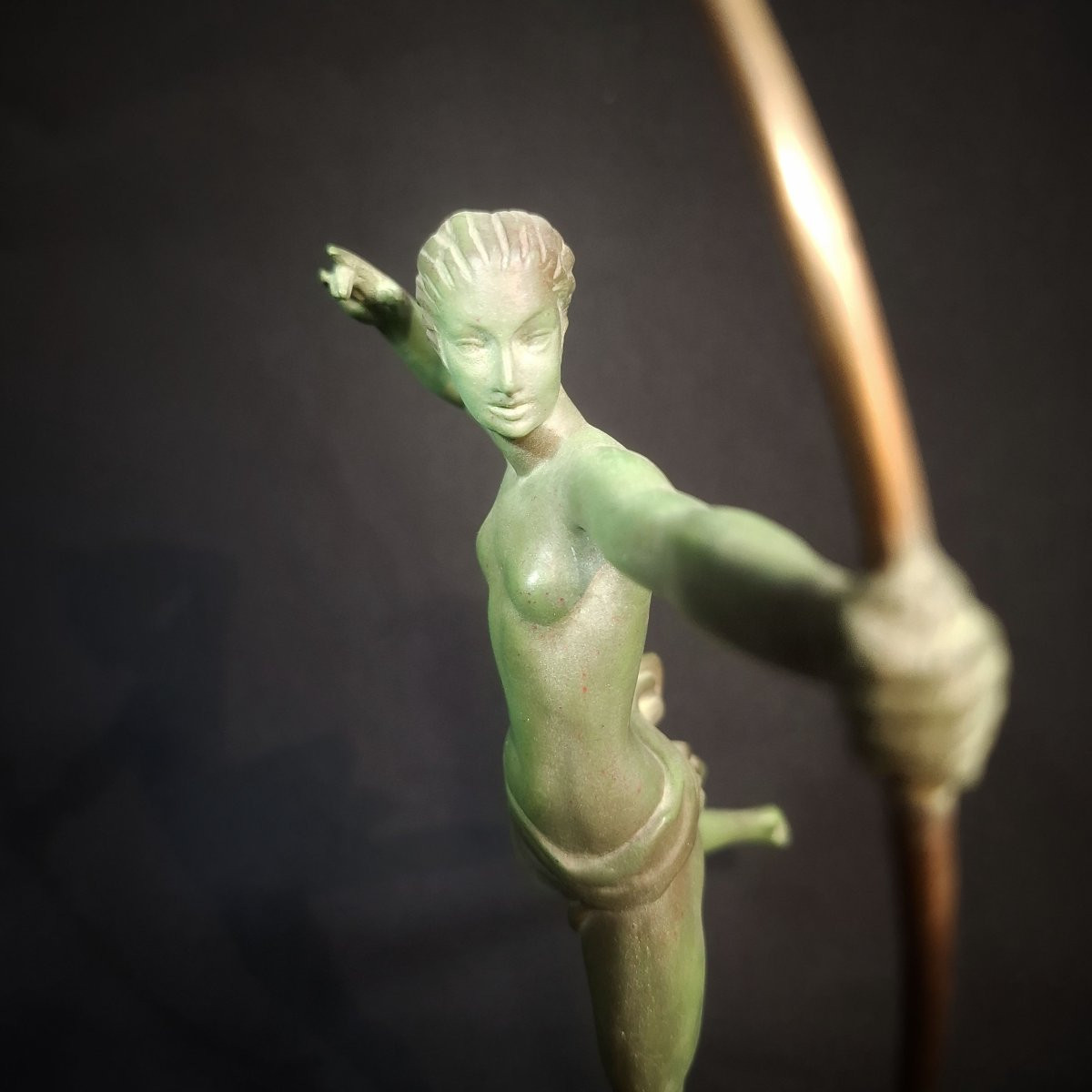 Atalanta With Antelope – Art Deco Sculpture By Demarco, Max Le Verrier, Art Cast-photo-1