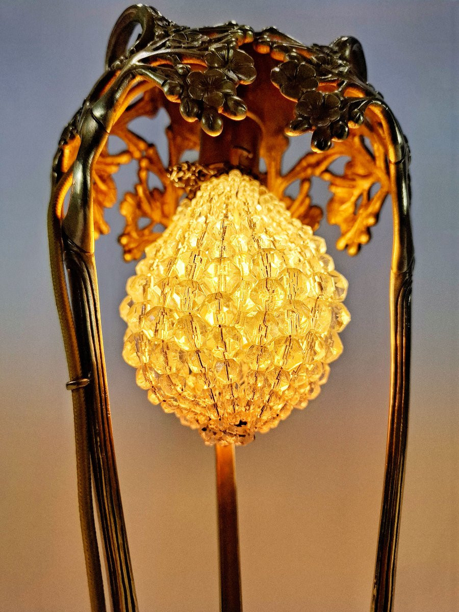 Lampe Art Nouveau en Bronze Signée Maignan, Socle en Onyx Blond, Vers 1900, Fondeur Eug. Blot-photo-2