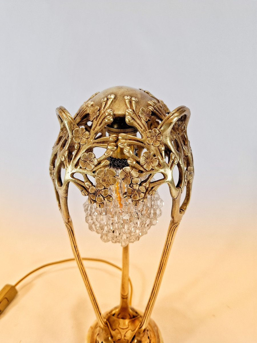 Lampe Art Nouveau en Bronze Signée Maignan, Socle en Onyx Blond, Vers 1900, Fondeur Eug. Blot-photo-1