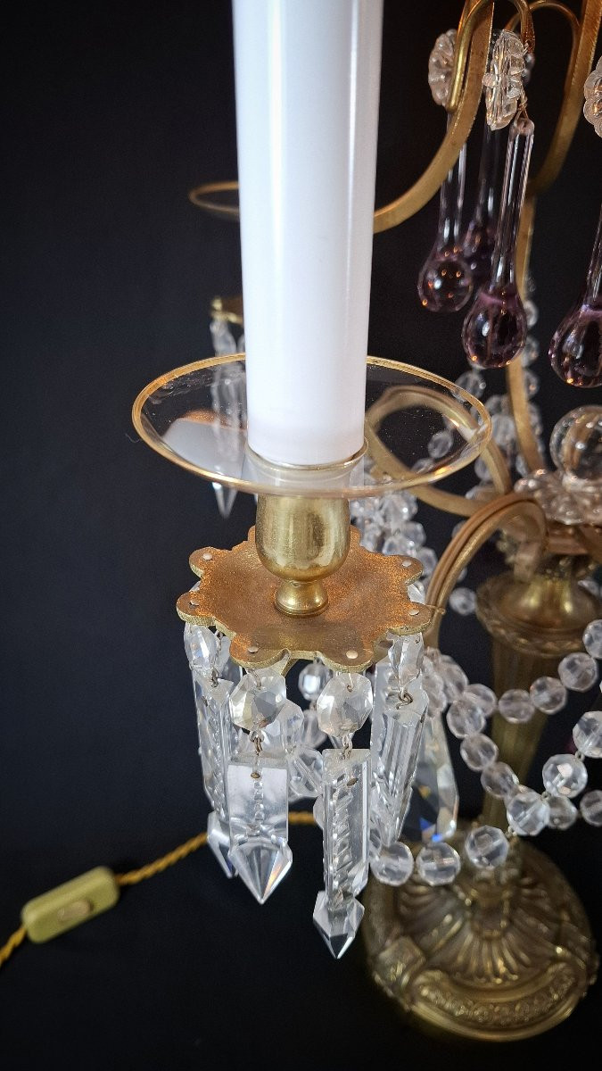 Girandole In Bronze And Crystal, Louis XVI Style, Early 20th Century, With 4 Light Arms. -photo-4