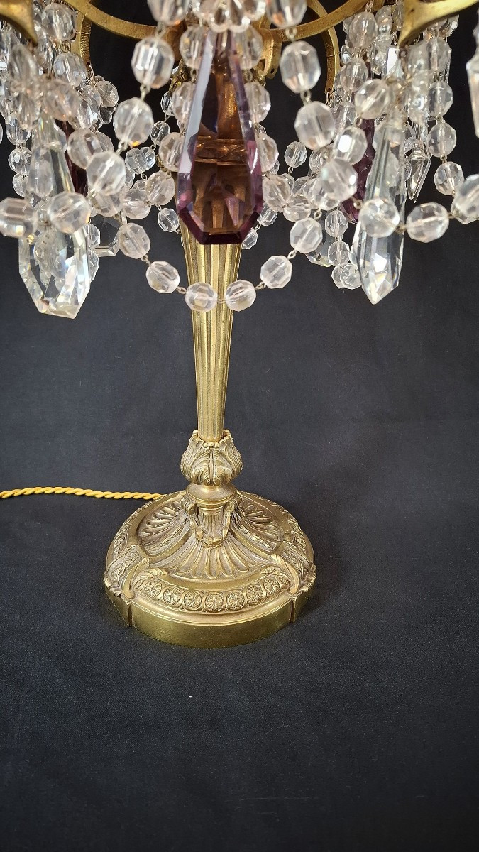 Girandole In Bronze And Crystal, Louis XVI Style, Early 20th Century, With 4 Light Arms. -photo-1
