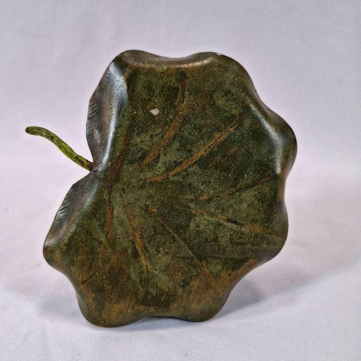 Art Nouveau Hand Candlestick In Painted Sheet Metal – Iris On A Water Lily Leaf, France, Circa 1900 -photo-4