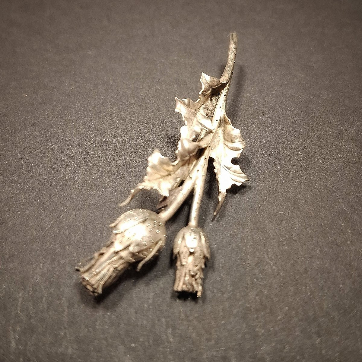 Art Nouveau Brooch In Solid Silver With A Thistle Motif, Attributed To André Kauffer Circa 1900-photo-3