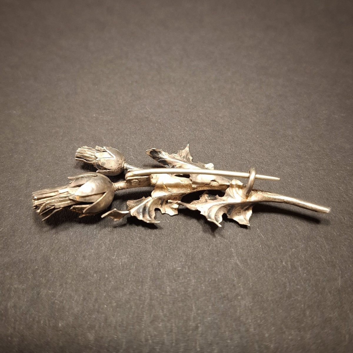 Art Nouveau Brooch In Solid Silver With A Thistle Motif, Attributed To André Kauffer Circa 1900-photo-2