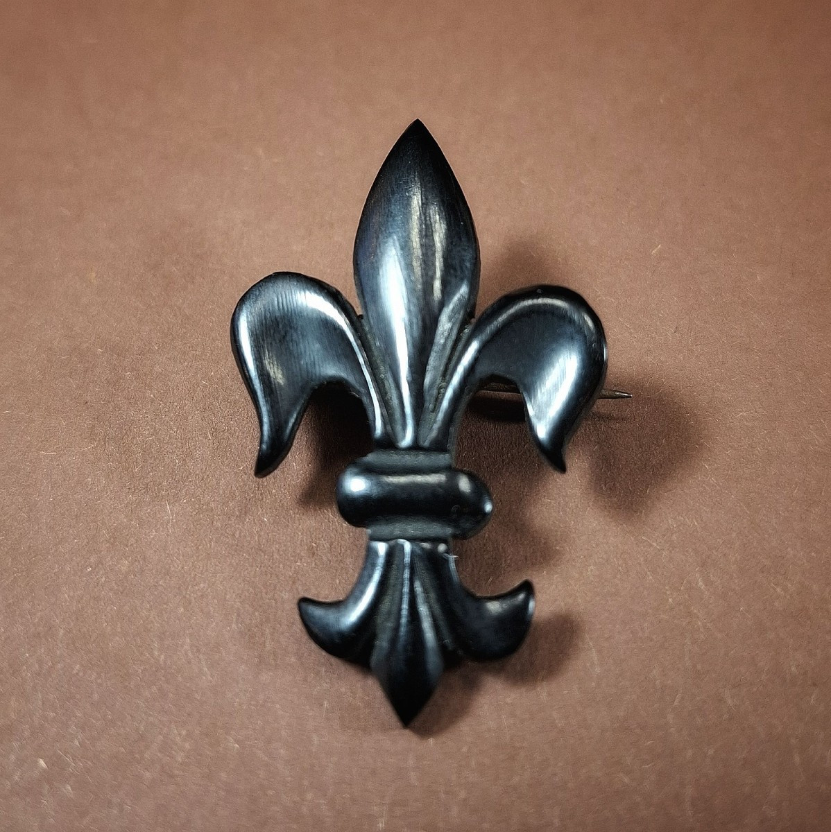 Antique Ebony Brooch – Fleur-de-lis – 19th Century Royalist