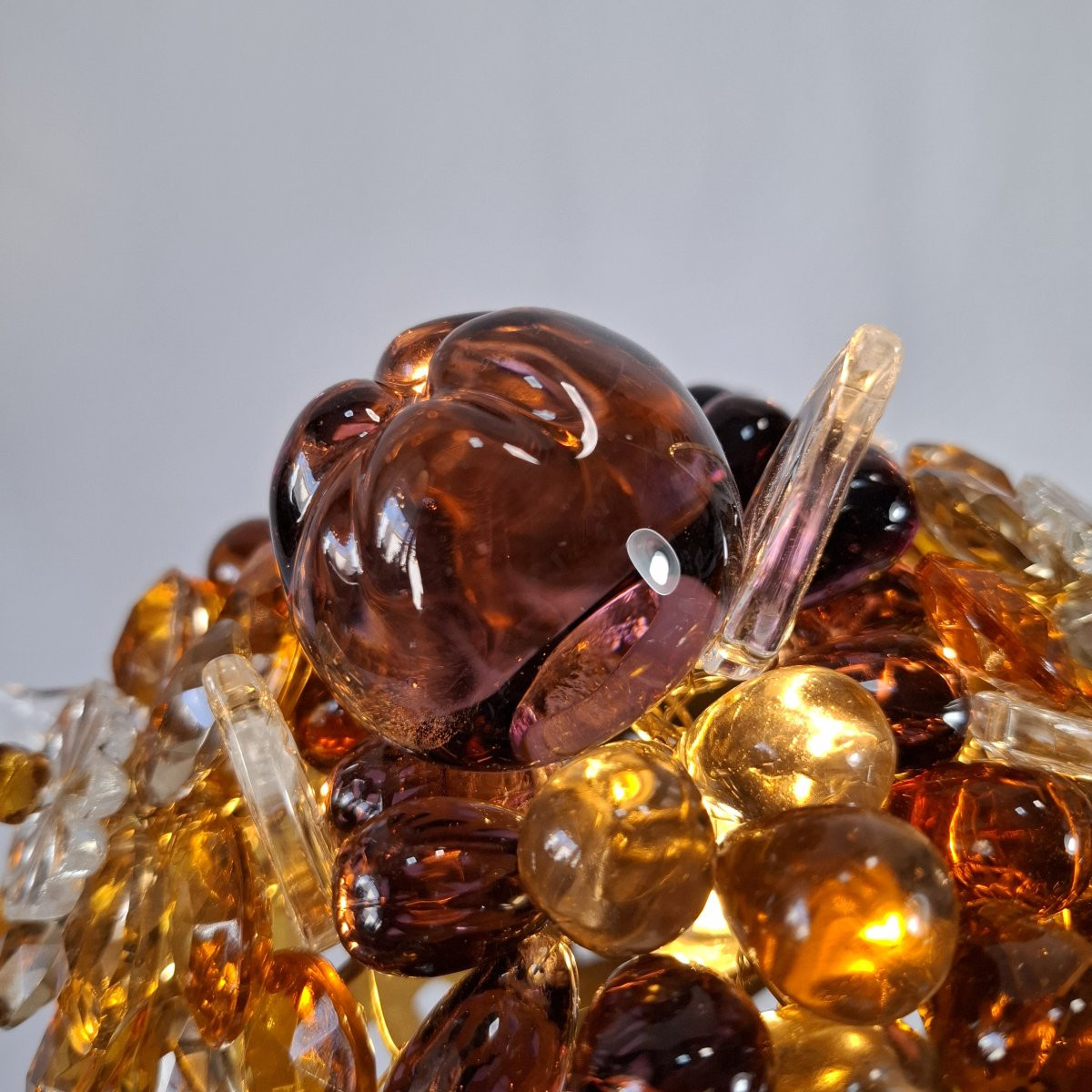 Lampe Veilleuse Art Déco – Sculpture Femme Agenouillée, Panier de Fruits en verre Circa 1930.-photo-4