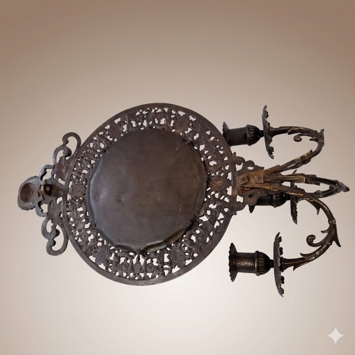 Pair Of Louis XIV Style Sconces In Patinated Bronze - Napoleon III Period, Beveled Mirrors-photo-4