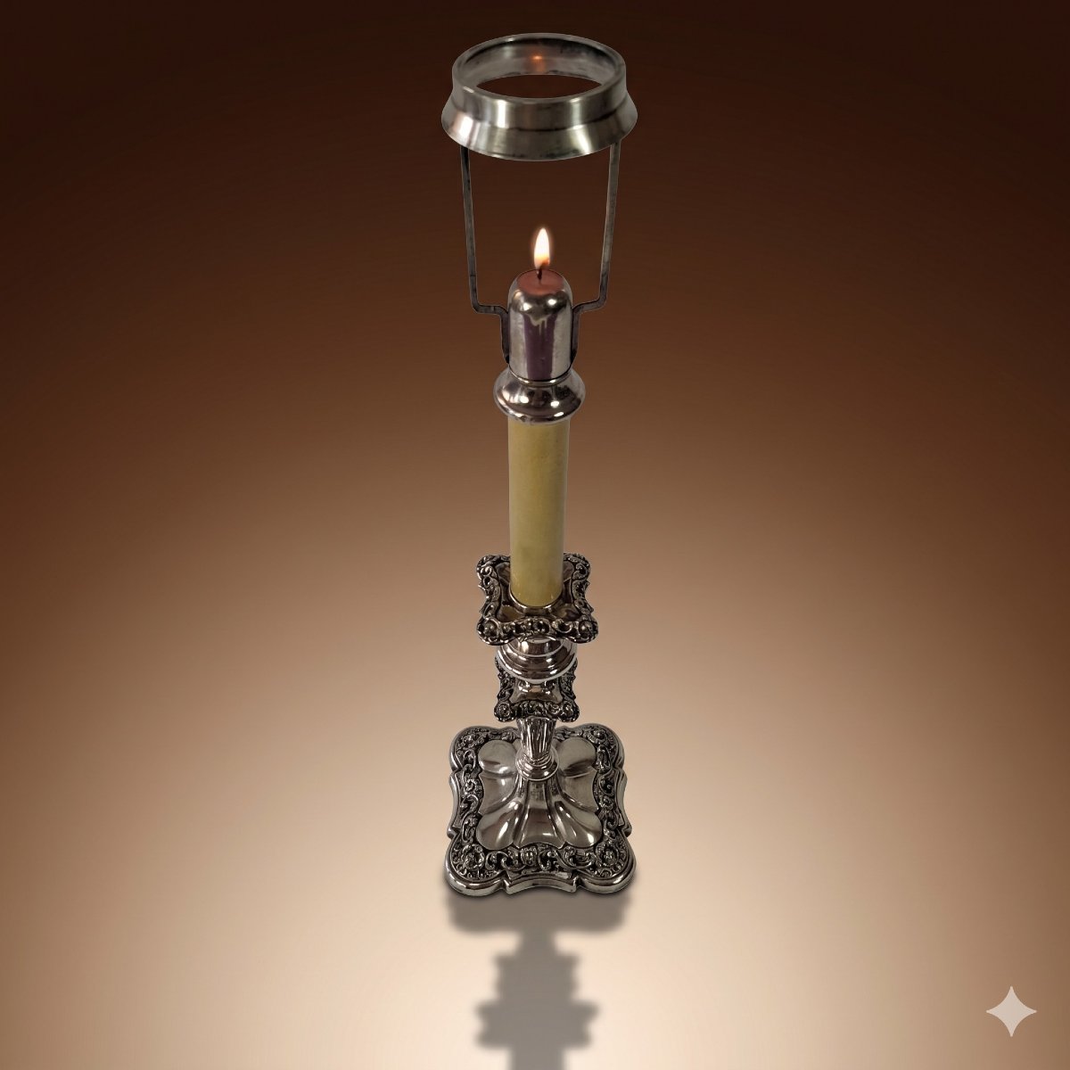 Gorham & Co Automatic Torch On Silver-plated Candlestick With Openwork Shade-photo-2