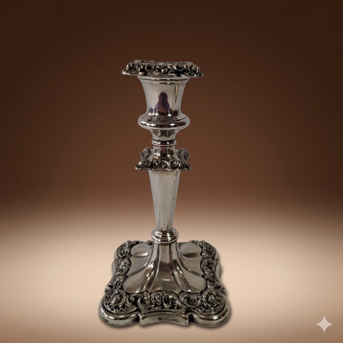 Gorham & Co Automatic Torch On Silver-plated Candlestick With Openwork Shade-photo-3