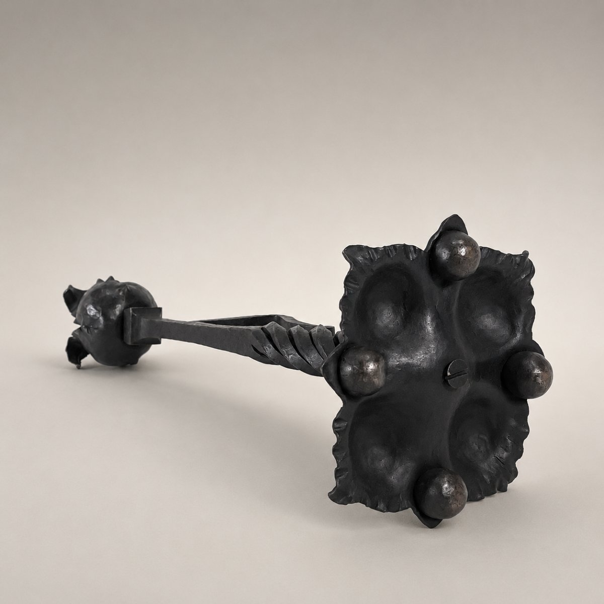 Art Deco Wrought Iron Torch / Candlestick / Candlestick - Dans Le Goût d'Edgar Brandt Circa 1930-photo-2